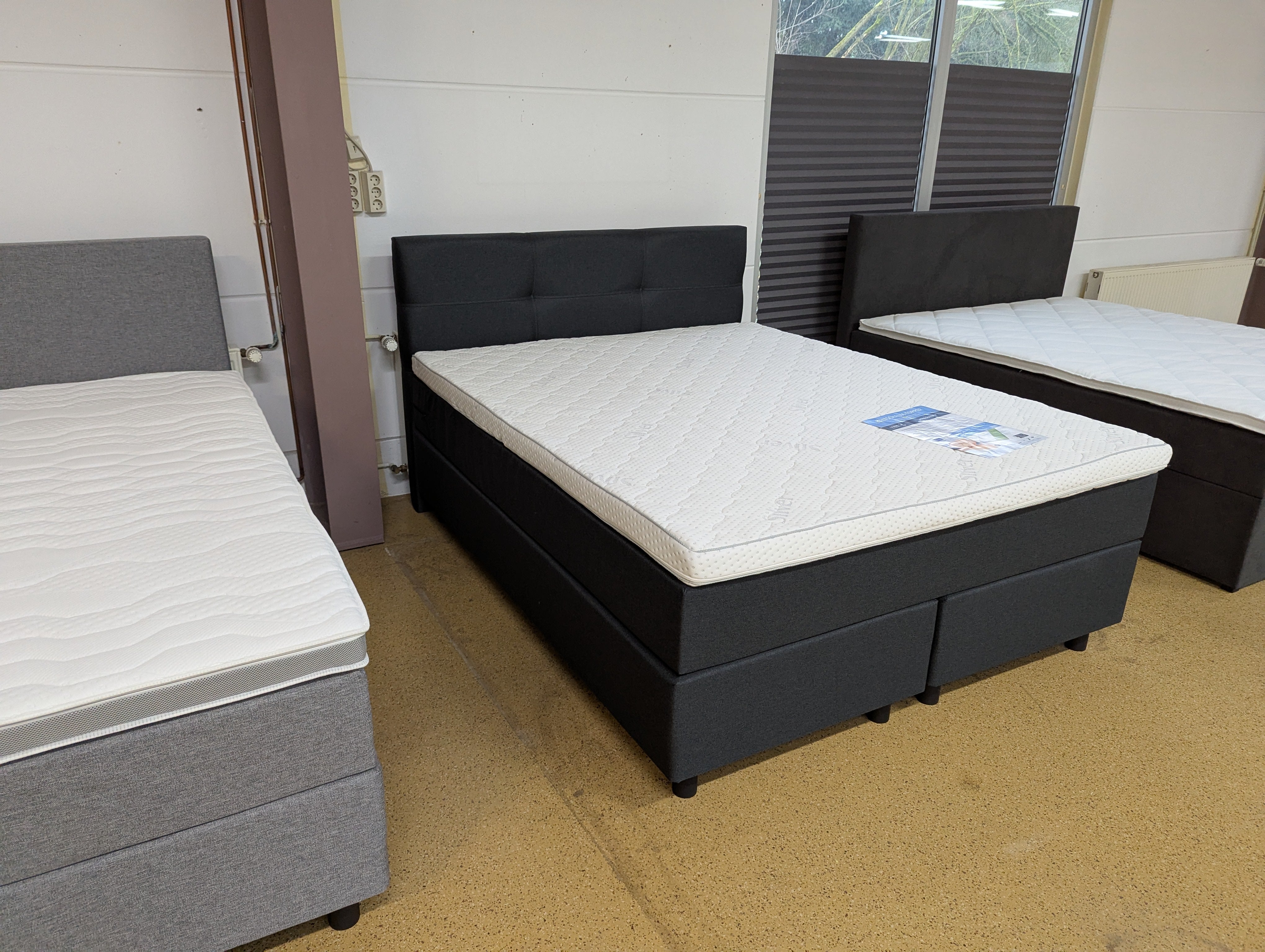 Boxspringbett 160x200  5 Teilig - Dunkelgrau - Bett