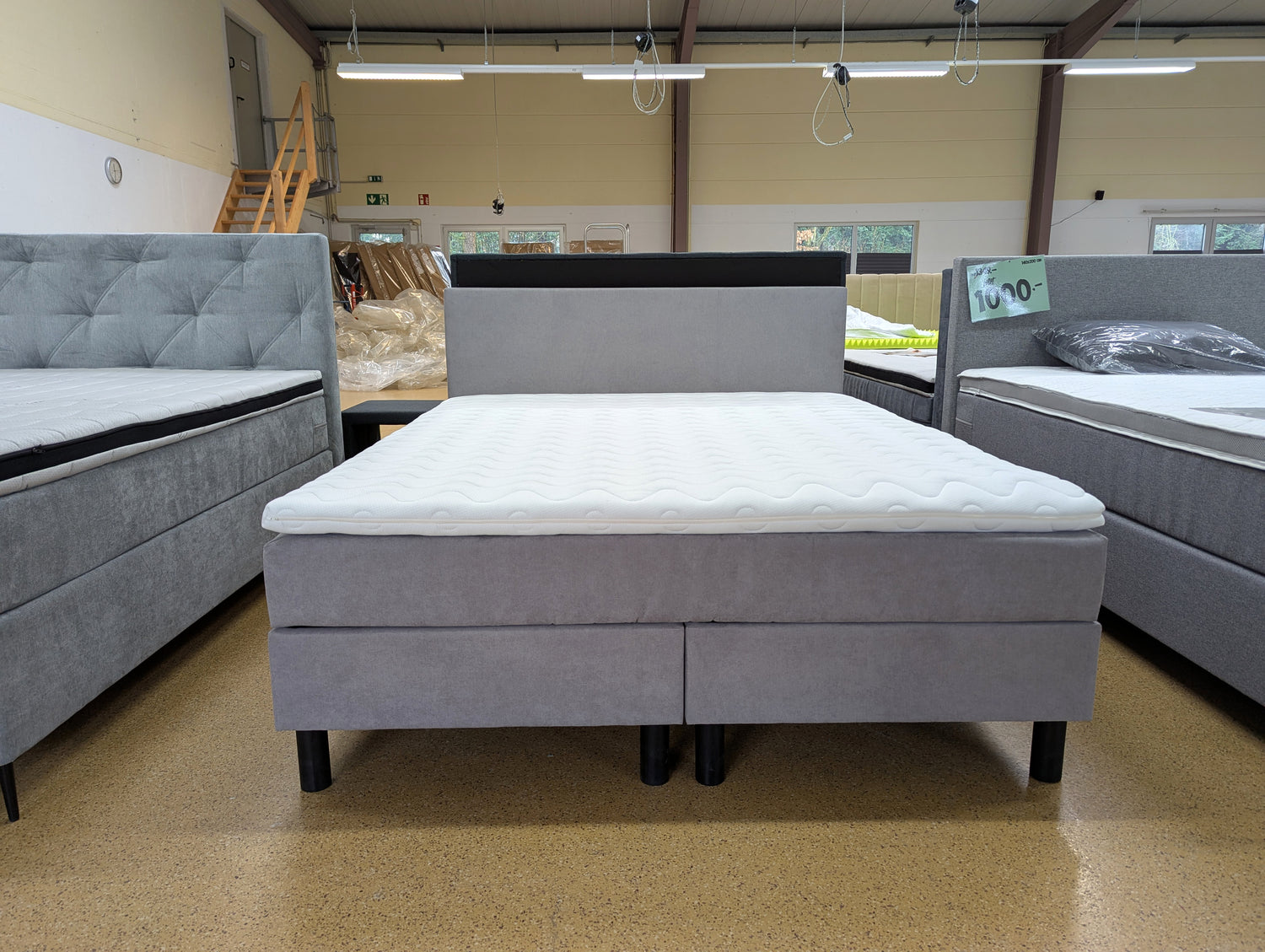 Boxspringbett 160x200 Grau 5 Teilig