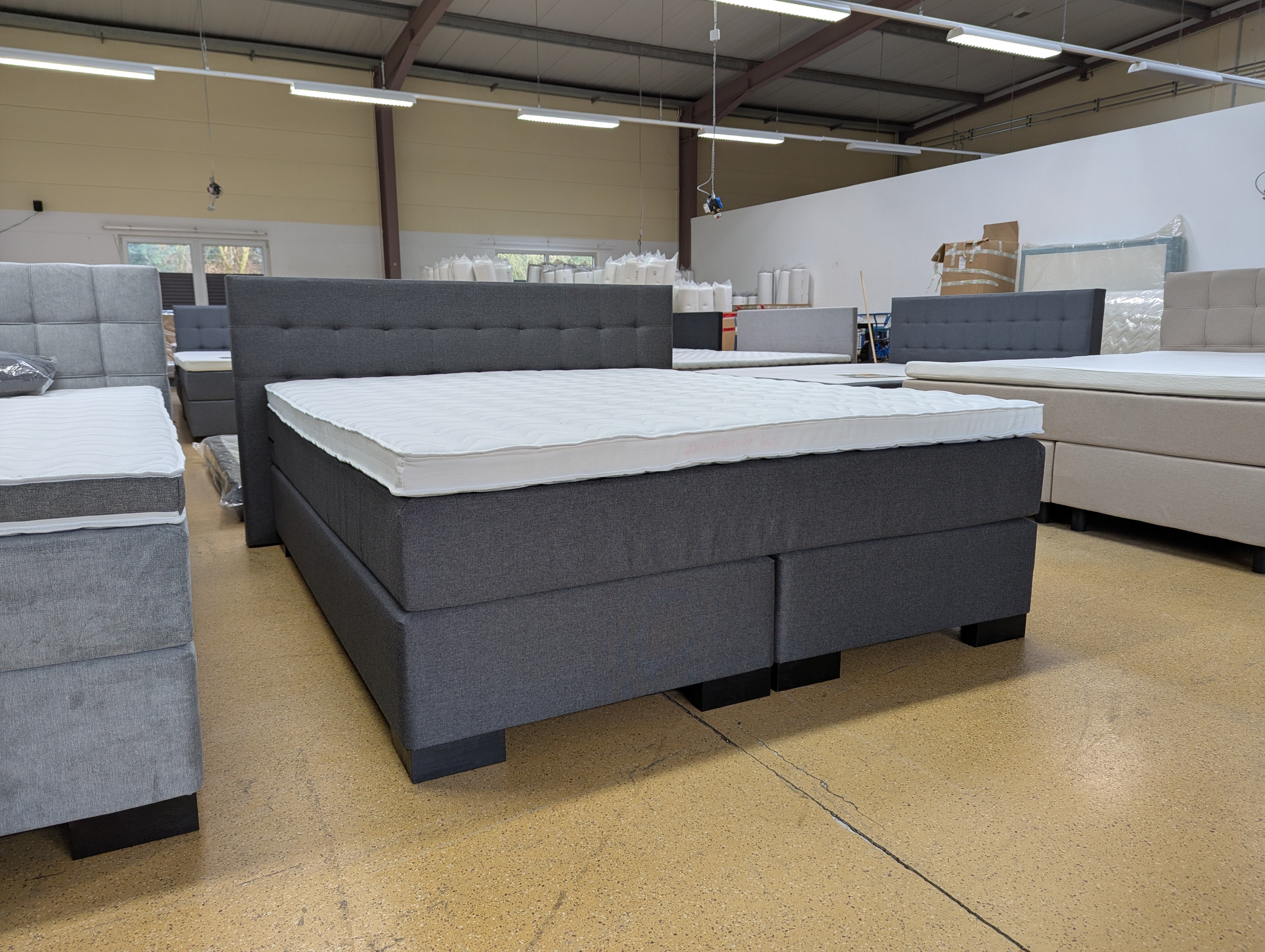 Boxspringbett 180x220 Dunkelgrau 5 Teilig