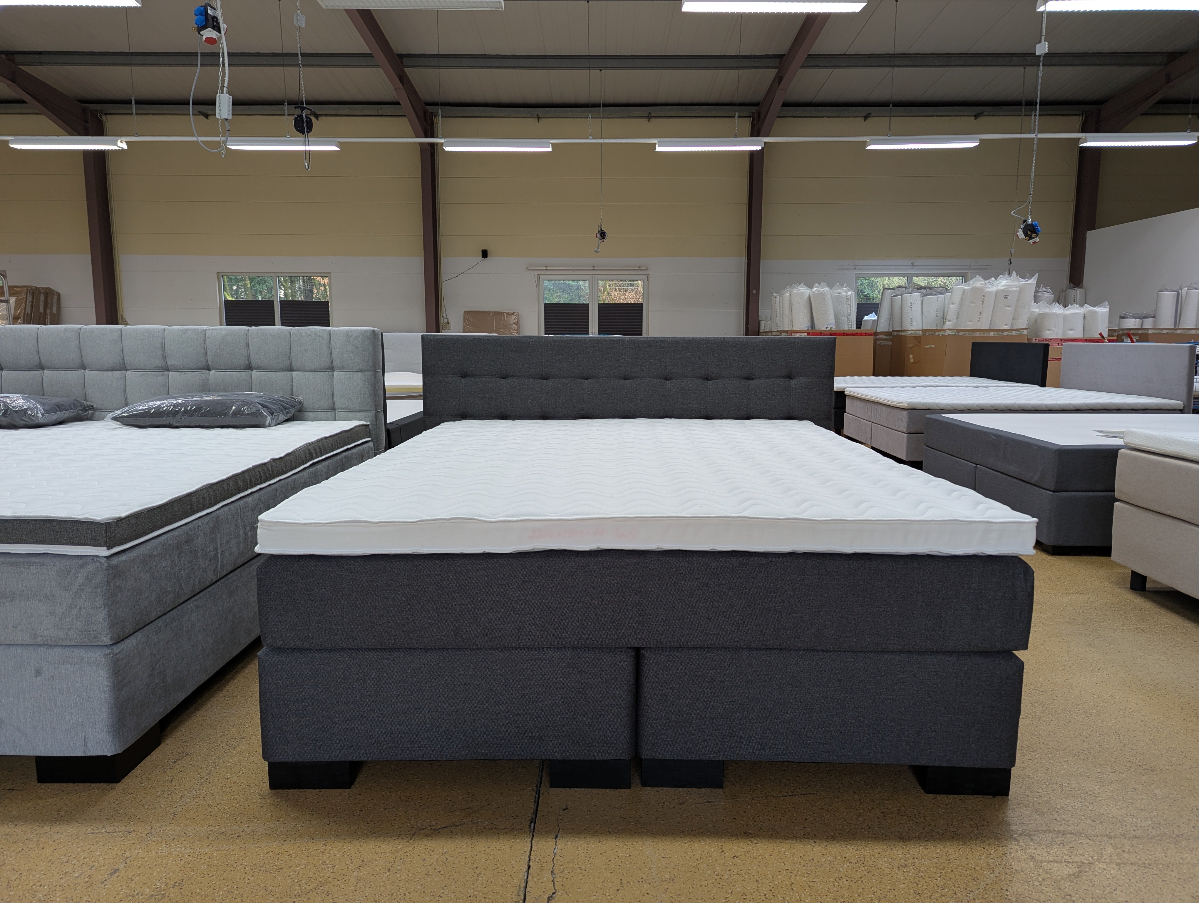 Boxspringbett 180x220 Dunkelgrau 5 Teilig