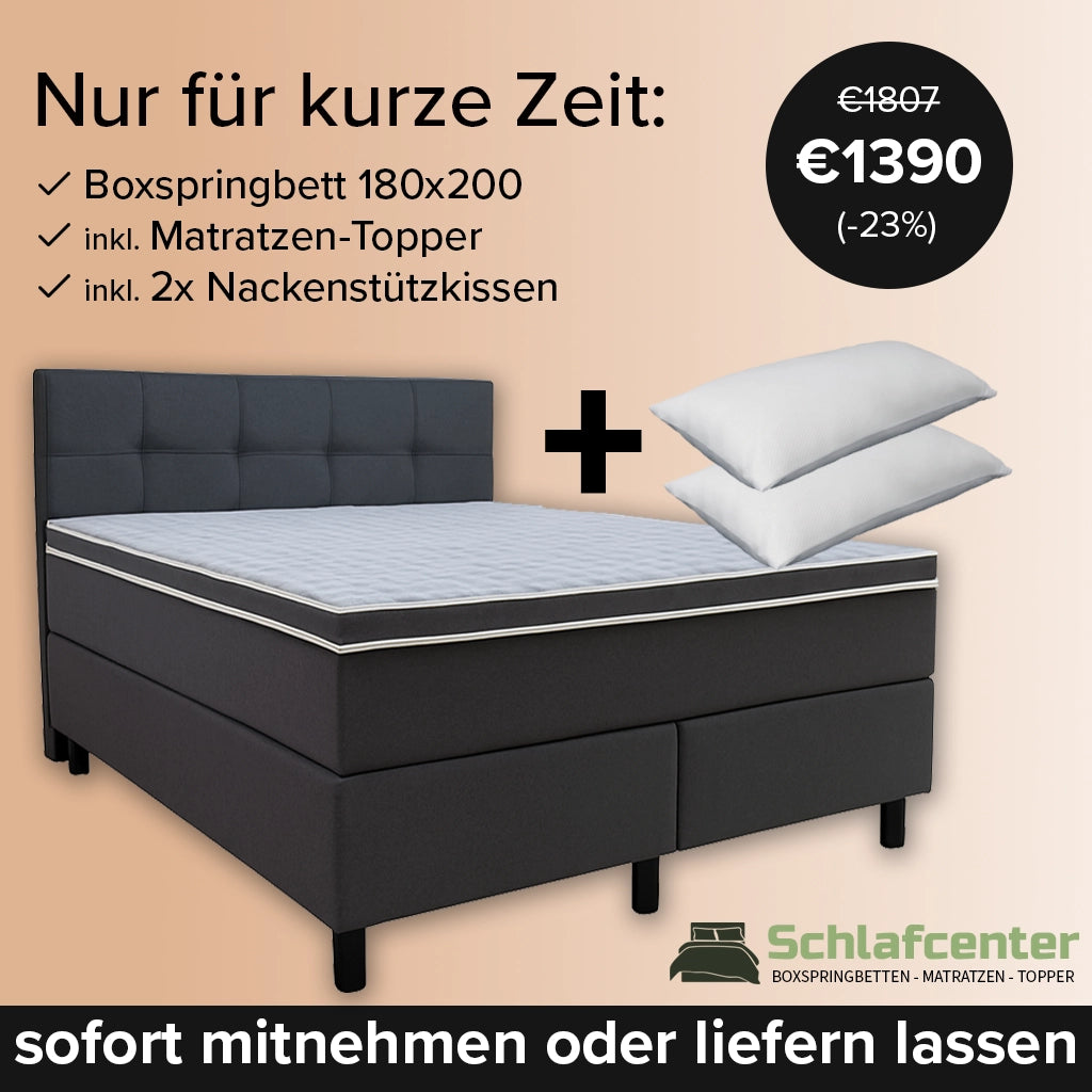 Boxspringbett 180x200 Stoff Grau 5 Teilig